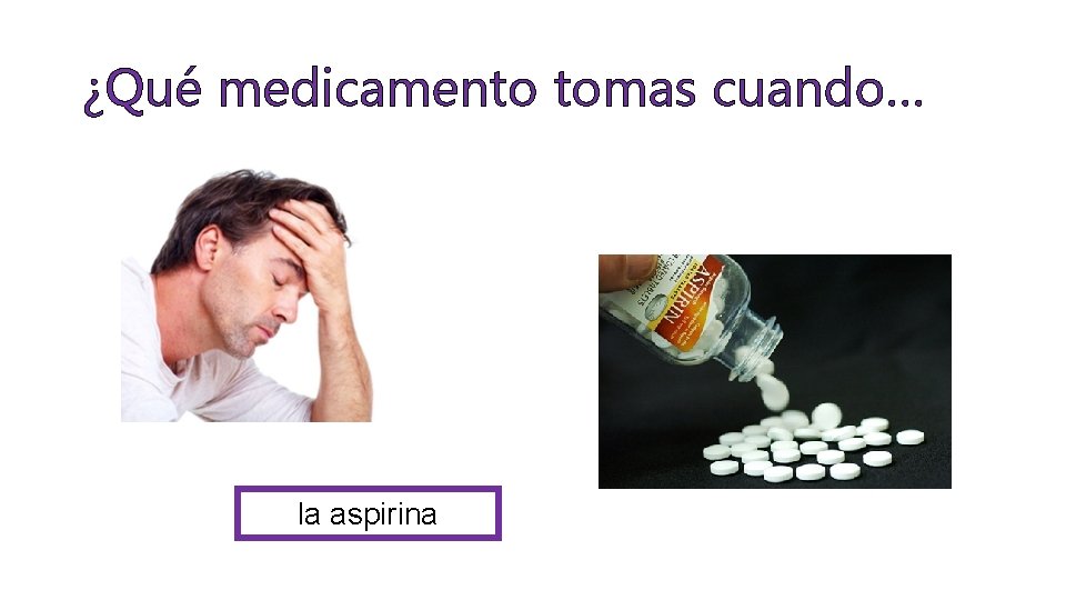 ¿Qué medicamento tomas cuando… la aspirina 