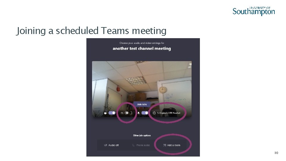 Joining a scheduled Teams meeting 30 