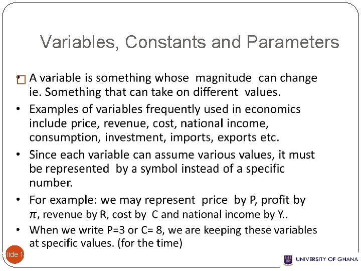 Variables, Constants and Parameters � Slide 14 