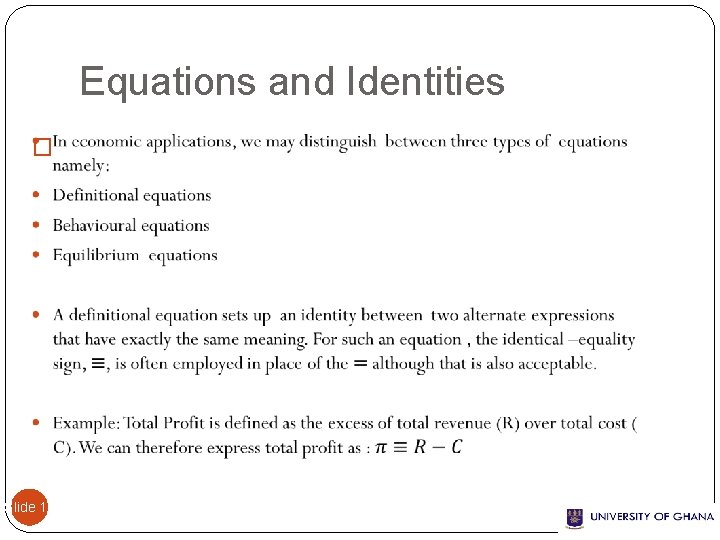 Equations and Identities � Slide 18 