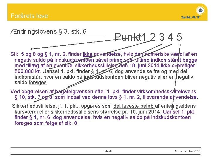 Forårets love Ændringslovens § 3, stk. 6 Punkt 1 2 3 4 5 Stk.