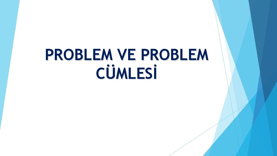 PROBLEM VE PROBLEM CÜMLESİ 