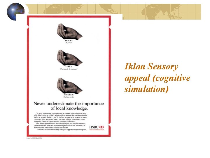 Iklan Sensory appeal (cognitive simulation) 