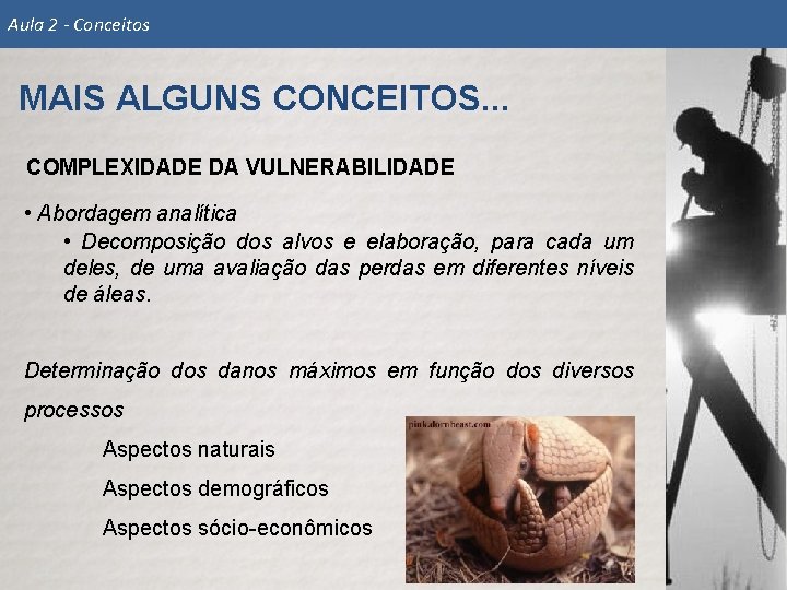 Aula 2 - Conceitos MAIS ALGUNS CONCEITOS. . . COMPLEXIDADE DA VULNERABILIDADE • Abordagem