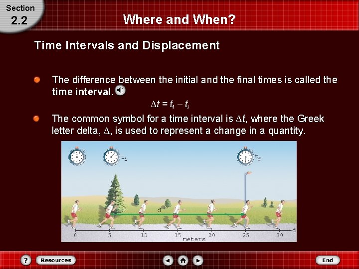 Section 2. 2 Where and When? Time Intervals and Displacement The difference between the