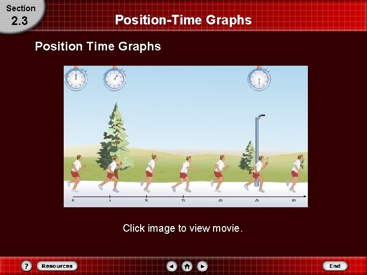 Section 2. 3 Position-Time Graphs Position Time Graphs Click image to view movie. 