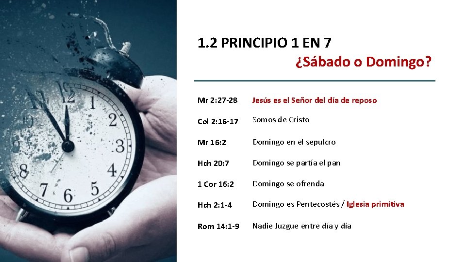 1. 2 PRINCIPIO 1 EN 7 ¿Sábado o Domingo? Mr 2: 27 -28 Jesús