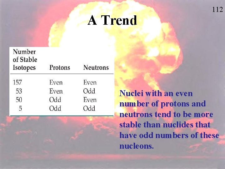 A Trend 112 Nuclei with an even number of protons and neutrons tend to