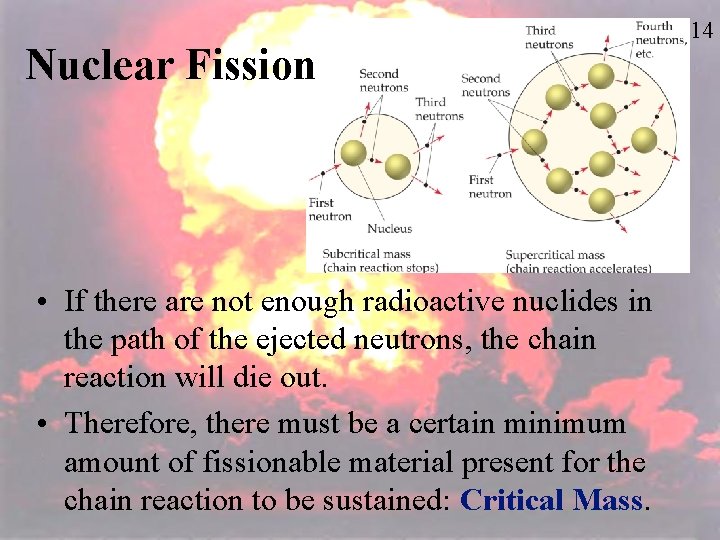 Nuclear Fission • If there are not enough radioactive nuclides in the path of