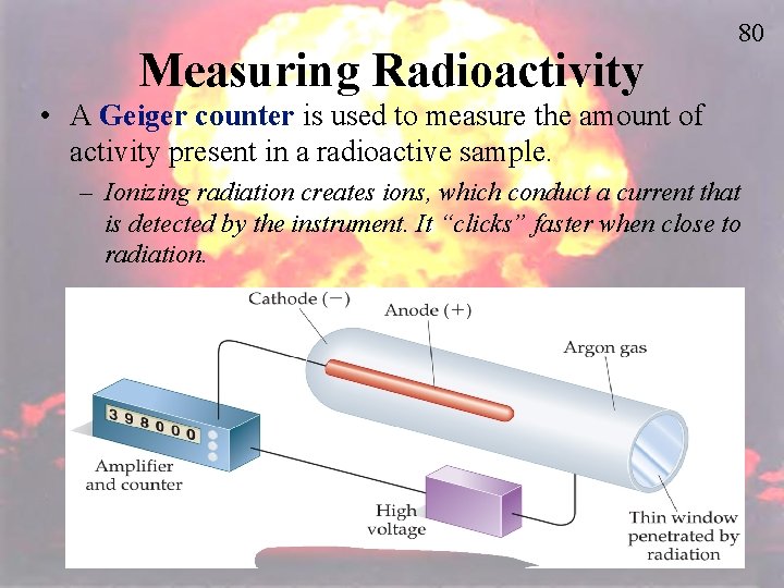Measuring Radioactivity 80 • A Geiger counter is used to measure the amount of