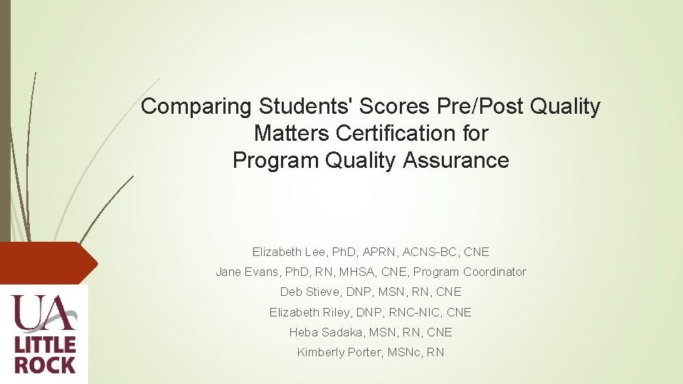 Comparing Students Scores PrePost Quality Matters Certification for