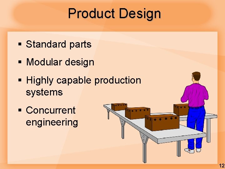 Product Design § Standard parts § Modular design § Highly capable production systems §