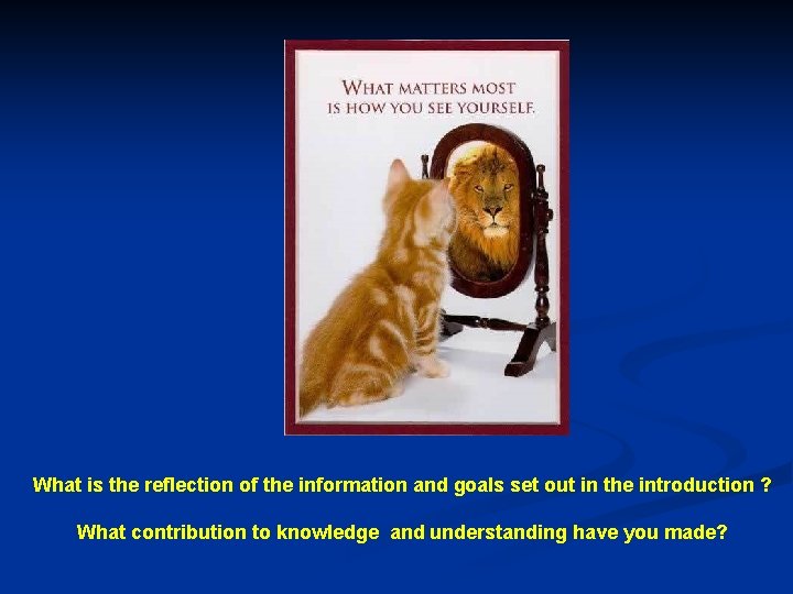 What is the reflection of the information and goals set out in the introduction