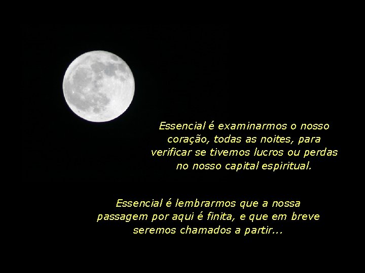 Essencial é examinarmos o nosso coração, todas as noites, para verificar se tivemos lucros