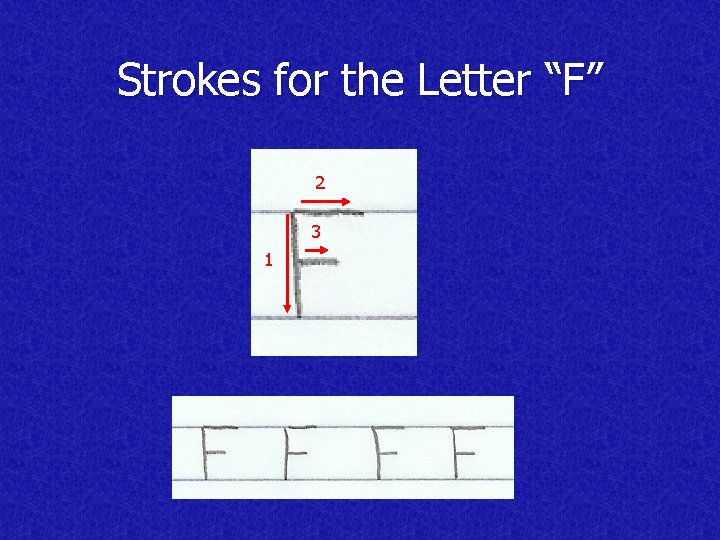 Strokes for the Letter “F” 2 3 1 