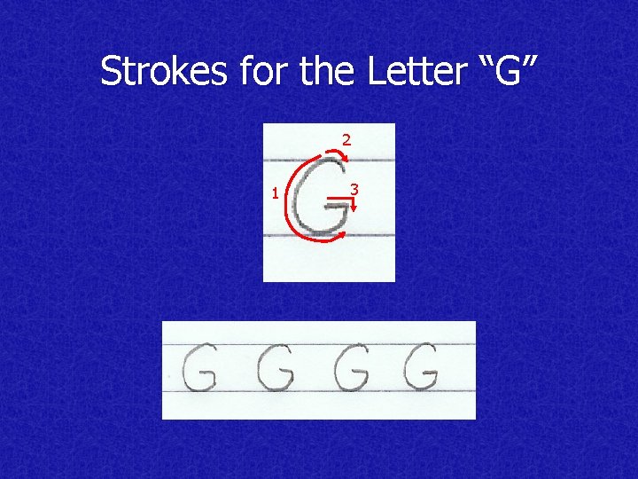 Strokes for the Letter “G” 2 1 3 