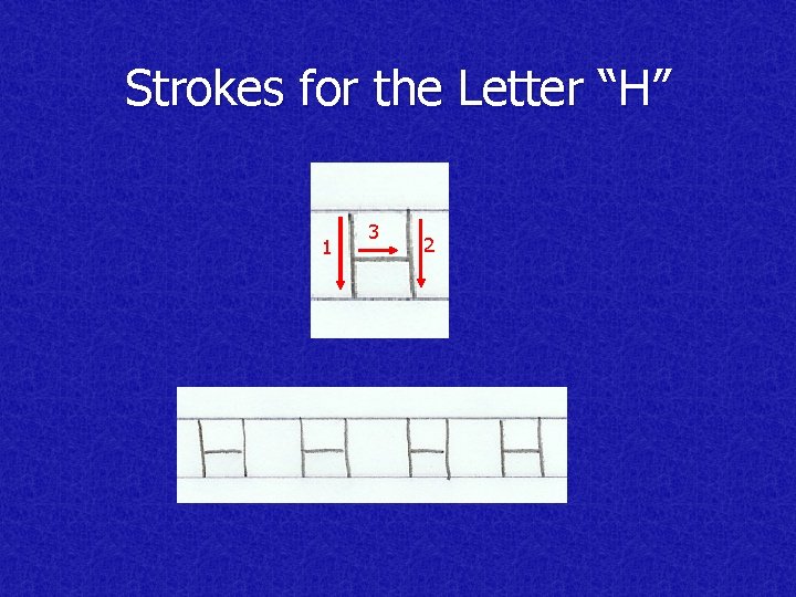 Strokes for the Letter “H” 1 3 2 