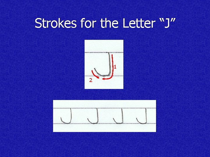 Strokes for the Letter “J” 1 2 