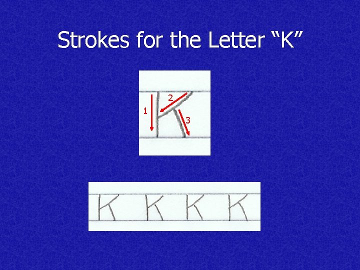 Strokes for the Letter “K” 2 1 3 