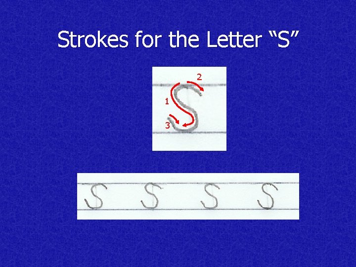 Strokes for the Letter “S” 2 1 3 