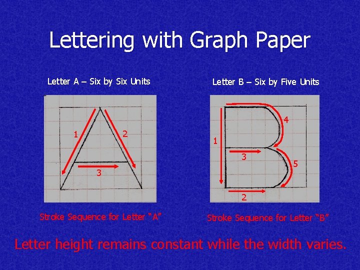 Lettering with Graph Paper Letter A – Six by Six Units Letter B –