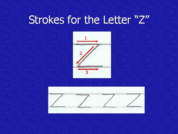 Strokes for the Letter “Z” 1 2 3 