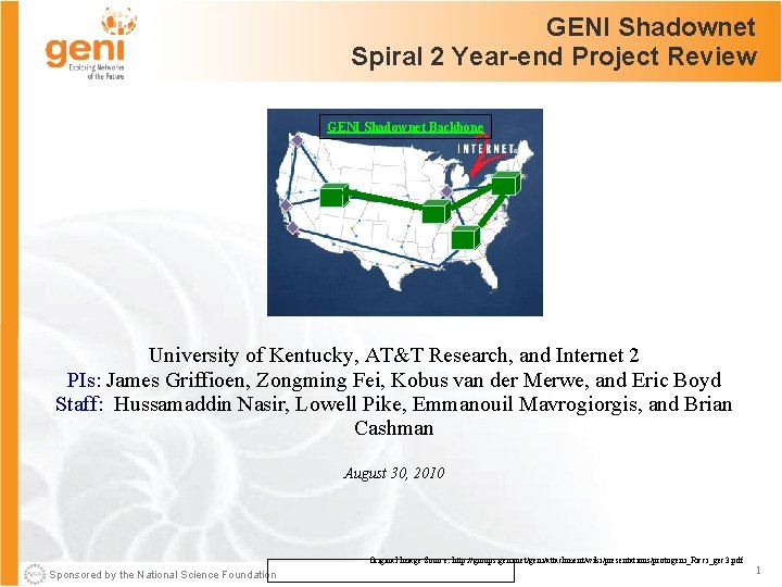 GENI Shadownet Spiral 2 Year-end Project Review GENI Shadownet Backbone Project Graphic and/or Photo