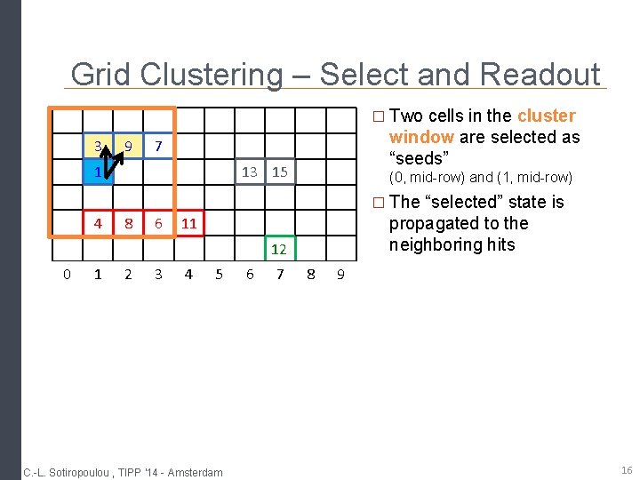 Grid Clustering – Select and Readout � Two cells in the cluster 3 9