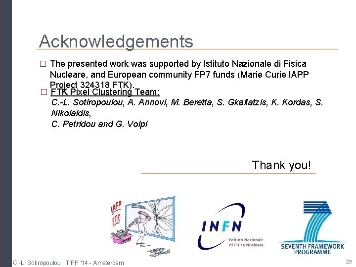 Acknowledgements � The presented work was supported by Istituto Nazionale di Fisica Nucleare, and