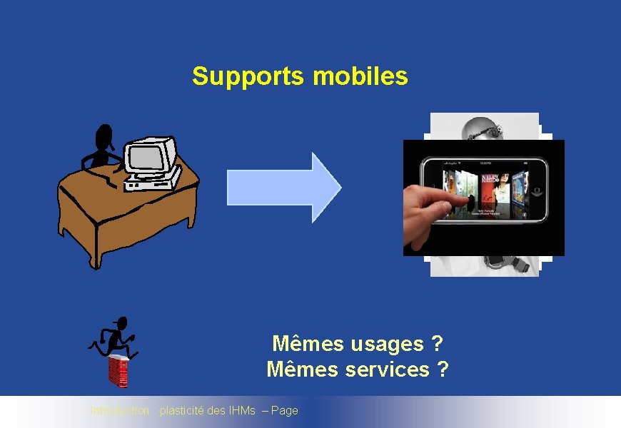 Supports mobiles Mêmes usages ? Mêmes services ? Introduction : plasticité des IHMs –