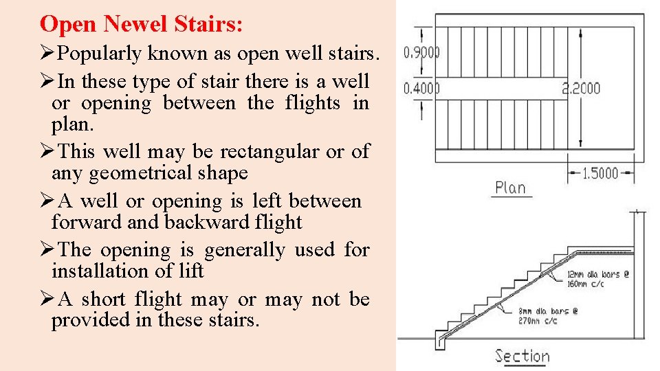 Open Newel Stairs: ØPopularly known as open well stairs. ØIn these type of stair