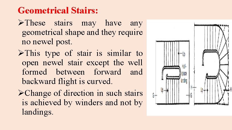 Geometrical Stairs: ØThese stairs may have any geometrical shape and they require no newel