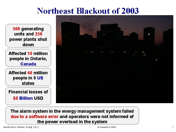 Northeast Blackout of 2003 508 generating units and 256 power plants shut down Affected