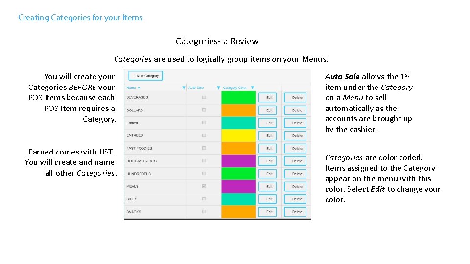 Creating Categories for your Items Categories- a Review Categories are used to logically group