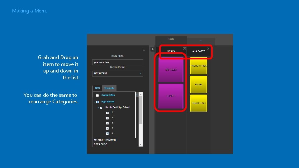 Making a Menu Grab and Drag an item to move it up and down