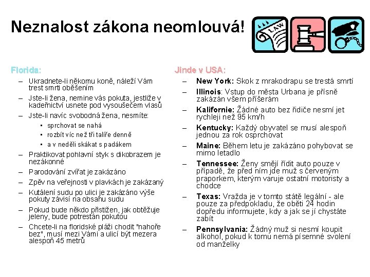 Neznalost zákona neomlouvá! Florida: – Ukradnete-li někomu koně, náleží Vám trest smrti oběšením –
