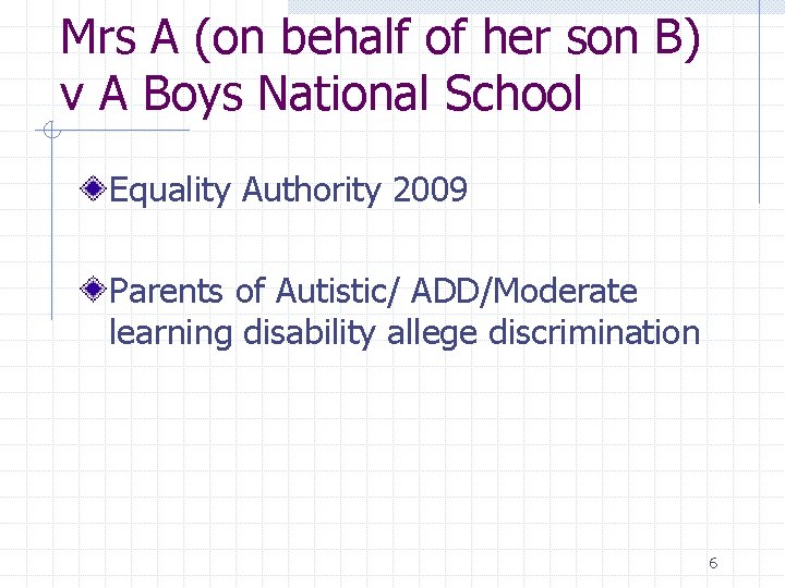 Mrs A (on behalf of her son B) v A Boys National School Equality