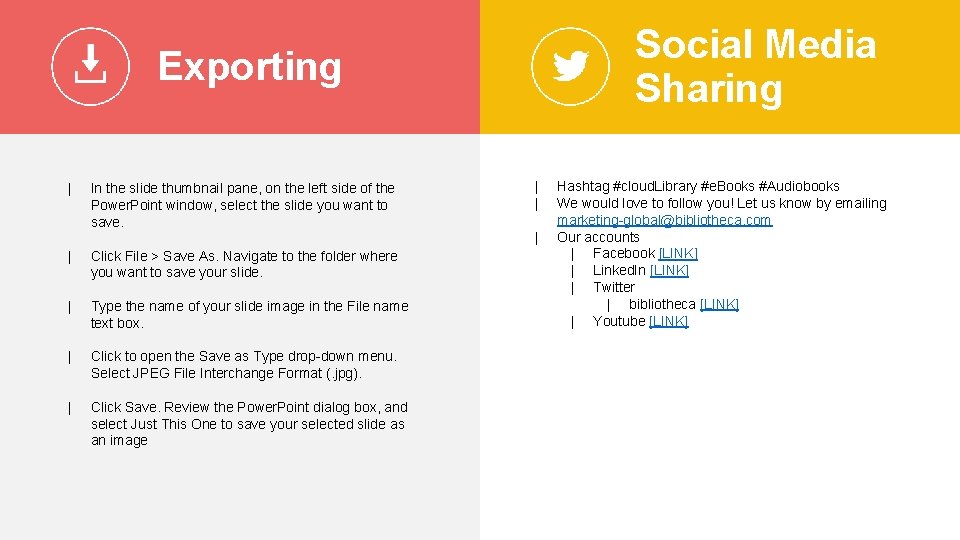 Social Media Sharing Exporting | In the slide thumbnail pane, on the left side