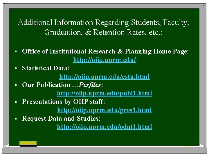 Additional Information Regarding Students, Faculty, Graduation, & Retention Rates, etc. : § § §