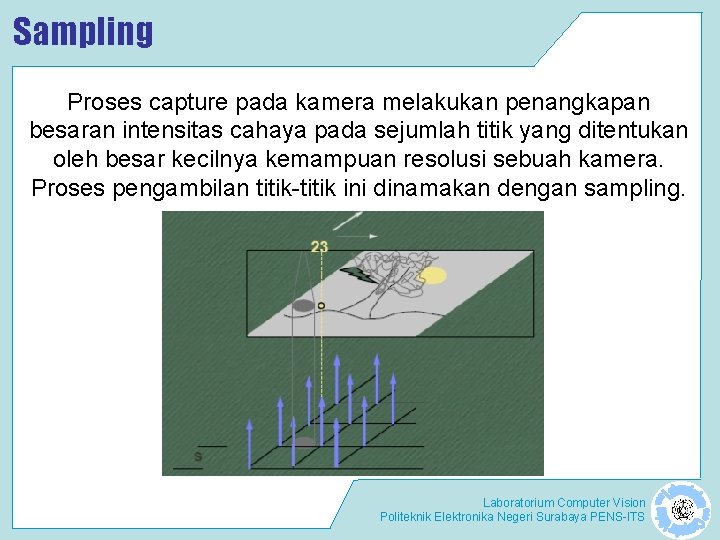 Sampling Proses capture pada kamera melakukan penangkapan besaran intensitas cahaya pada sejumlah titik yang