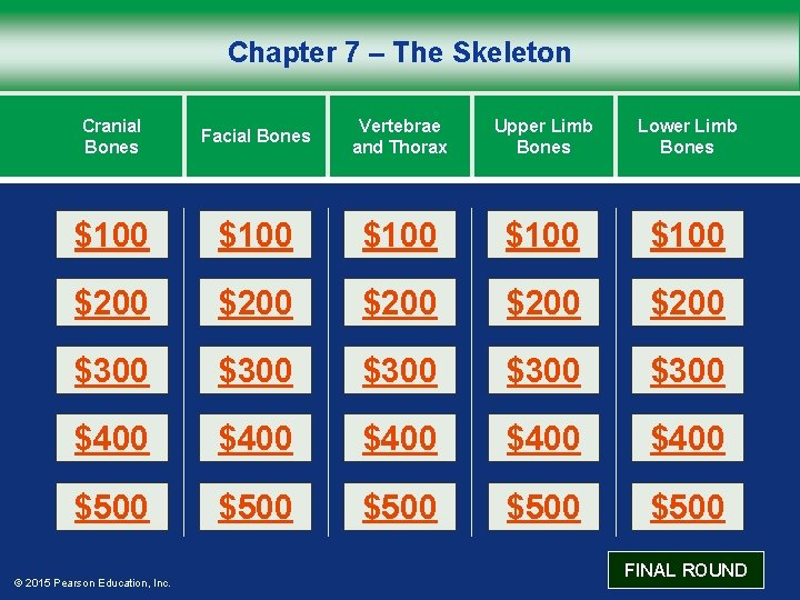 Chapter 7 – The Skeleton Cranial Bones Facial Bones Vertebrae and Thorax Upper Limb