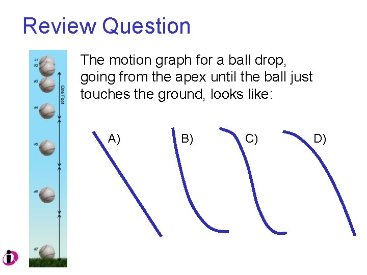 Review Question The motion graph for a ball drop, going from the apex until