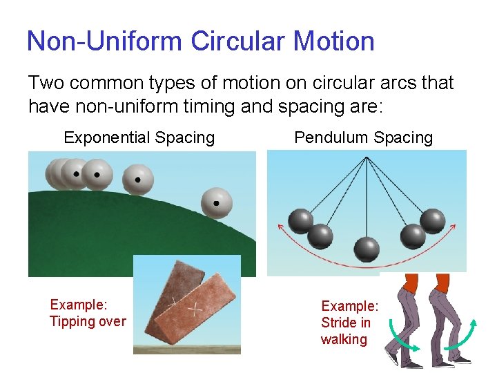 Non-Uniform Circular Motion Two common types of motion on circular arcs that have non-uniform