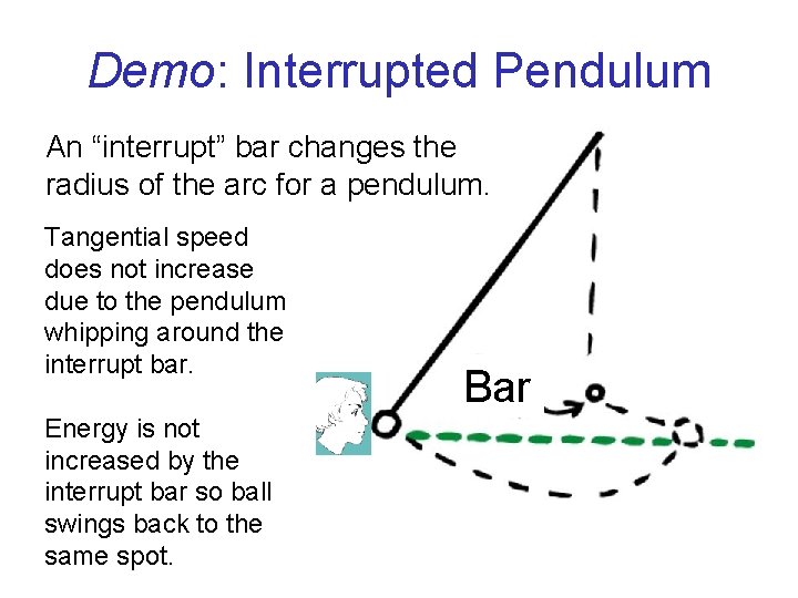 Demo: Interrupted Pendulum An “interrupt” bar changes the radius of the arc for a