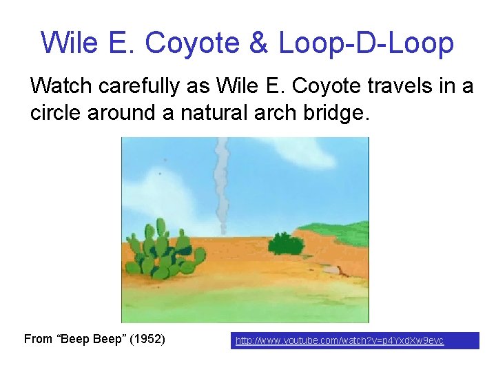 Wile E. Coyote & Loop-D-Loop Watch carefully as Wile E. Coyote travels in a