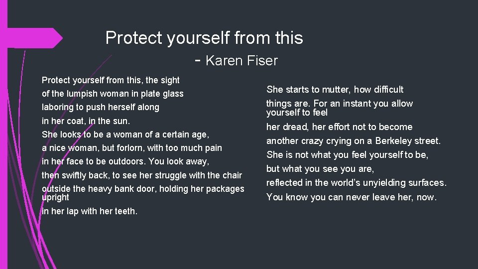 Protect yourself from this - Karen Fiser Protect yourself from this, the sight of