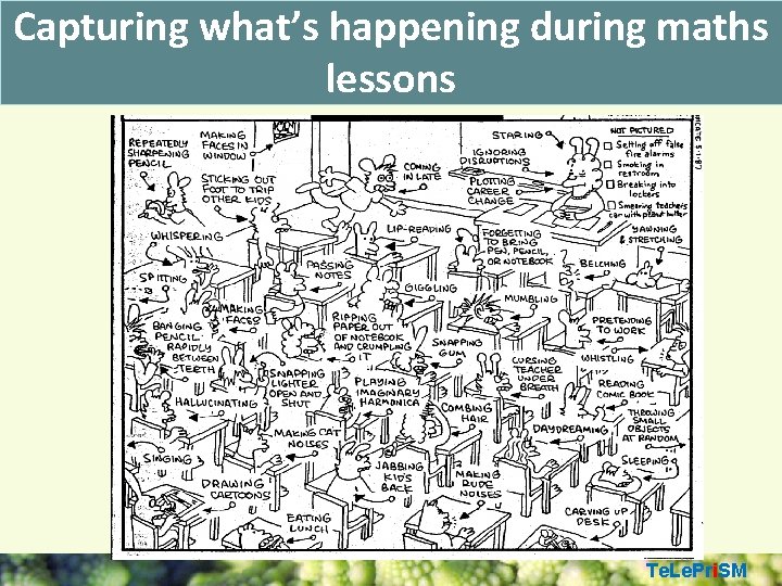 Capturing what’s happening during maths lessons Te. Le. Pri. SM 