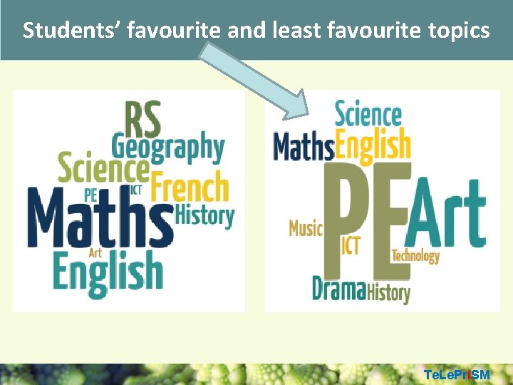 Students’ favourite and least favourite topics Te. Le. Pri. SM 