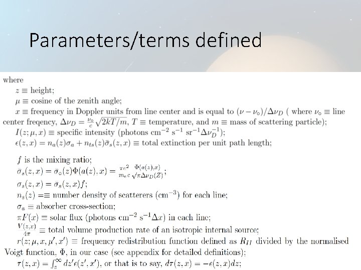 Parameters/terms defined 5 Parameters/terms defined 5