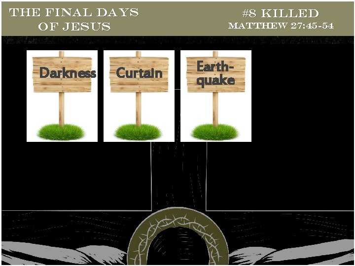 THE FINAL DAYS OF JESUS Darkness Curtain #8 Killed Matthew 27: 45 -54 Earthquake